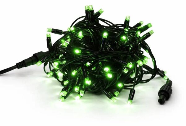 DECOLED Easy Fix LED světelný řetěz, 5 m, venkovní, zelený, 50 diod, černý kabel, IP44