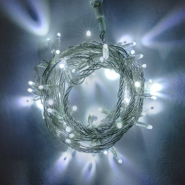 DECOLED LED tekoucí světlo, 4 m, ledově bílá, 64 diod, čirý kabel, IP44, 24V