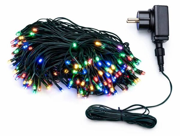 DECOLED LED světelný řetěz, venkovní, 20 m, barevný, 100 diod, černý kabel, IP44, vč. zdroje