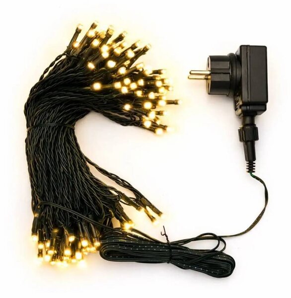 DECOLED LED světelný řetěz venkovní, 40 m, teple bílá, 200 diod, černý kabel, IP44, vč. zdroje a dálkovým ovladačem