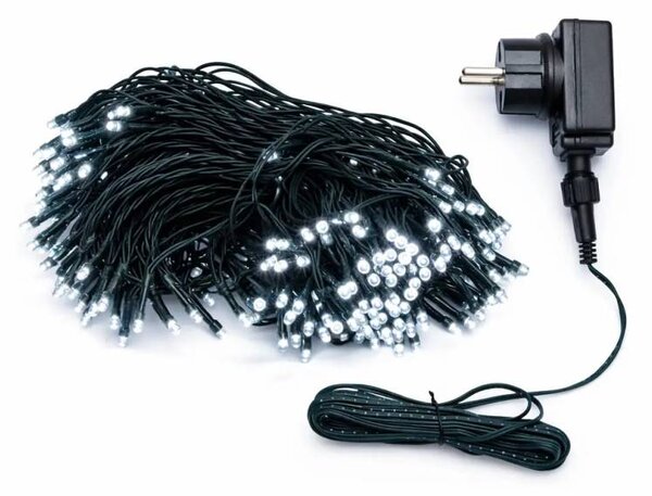 DECOLED LED světelný řetěz, venkovní, 20 m, ledově bílá, 100 diod, černý kabel, IP44, vč. zdroje