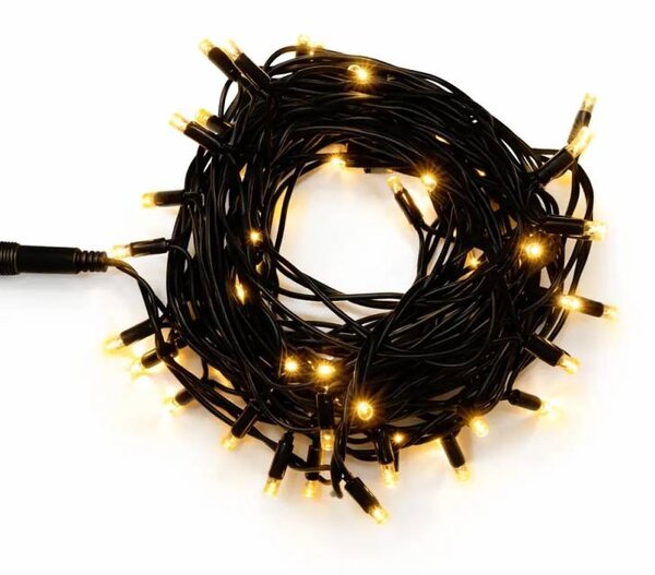 DECOLED Easy Fix LED světelný řetěz, 20 m, venkovní, teple bílá, 120 diod, černý kabel, IP67
