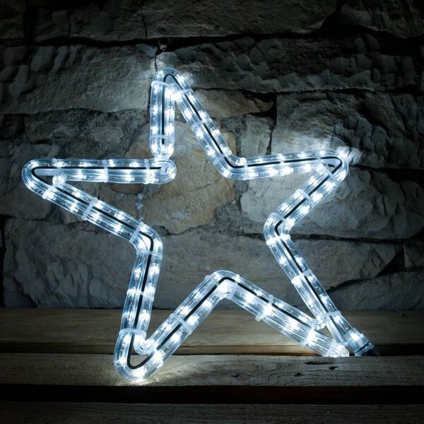 DECOLED Easy Fix 2D LED světelná hvězda XI., Ø 46 cm, ledově bílá, závěsná, hliník