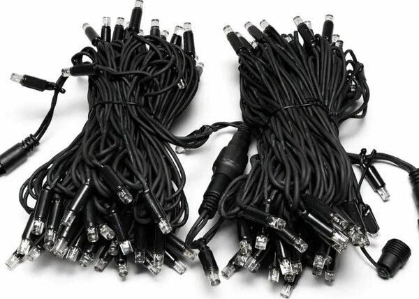 DECOLED Easy Fix LED světelný řetěz, 20 m, venkovní, teple bílá, 120 diod, černý kabel, IP67