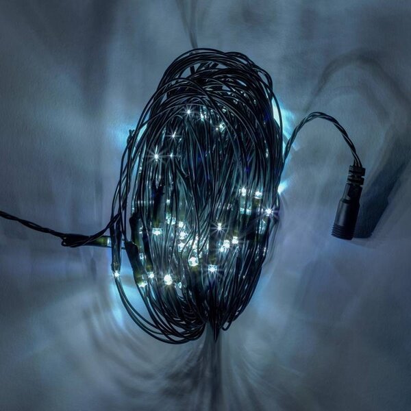 DECOLED Hobby Line LED světelná síť, 200 × 150 cm, ledově bílá, 90 diod, tmavě zelený kabel, IP44, prodlužovací