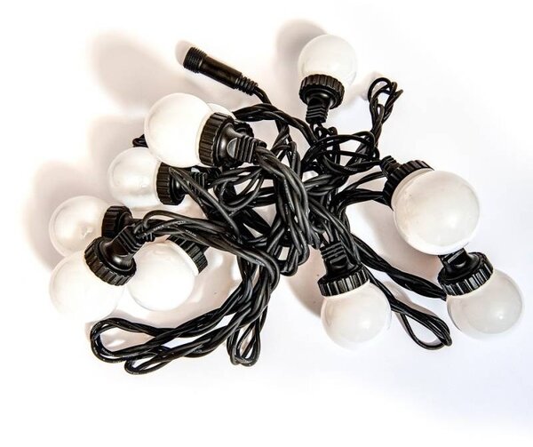 DECOLED Easy Fix LED party osvětlení, 5 m, venkovní, 10 kouliček, 70 ledově bílých diod, černý kabel, IP67, prodlužovací