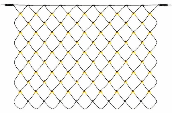 DECOLED Hobby Line LED světelná síť, 200 × 150 cm, teple bílá, 90 diod, tmavě zelený kabel, IP44, prodlužovací