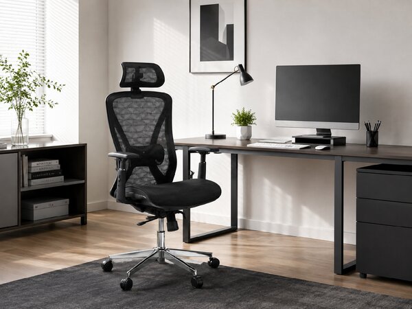 Ergonomická kancelářská židle NILS - černá síťovina