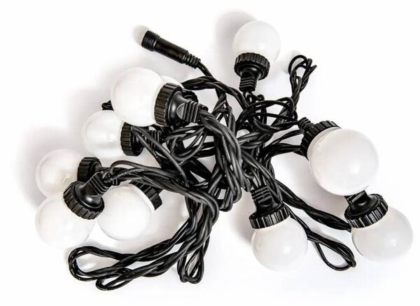 DECOLED Easy Fix LED party osvětlení, 5 m, venkovní, 10 kouliček, 70 ledově bílých diod, černý kabel, IP67, prodlužovací
