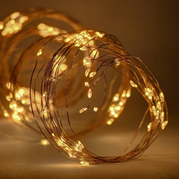 DECOLED LED světelný řetěz, kapičky, 12 pramenů × 1,5 m venkovní, teple bílá, 180 diod, měděný kabel, IP44, vč. zdroje