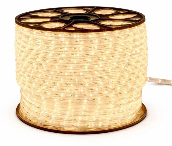 DECOLED Easy Fix světelná LED hadice venkovní, 100 m, teple bílá, čirý kabel, IP44, cívka