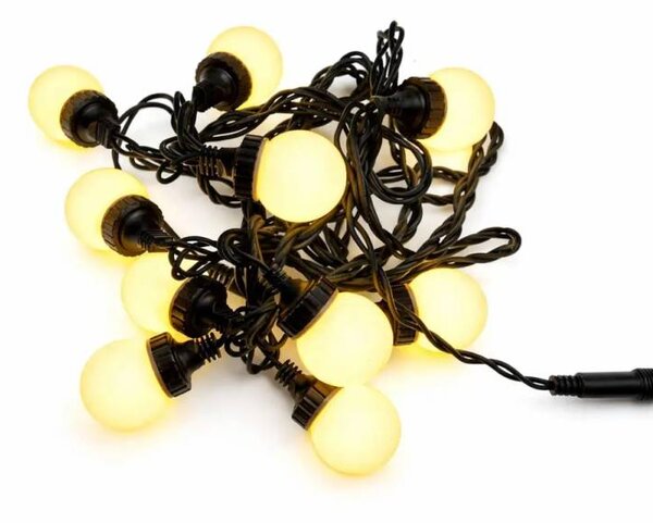 DECOLED Easy Fix LED party osvětlení, 5 m, venkovní, 10 kouliček, 70 teple bílých diod, černý kabel, IP67, prodlužovací