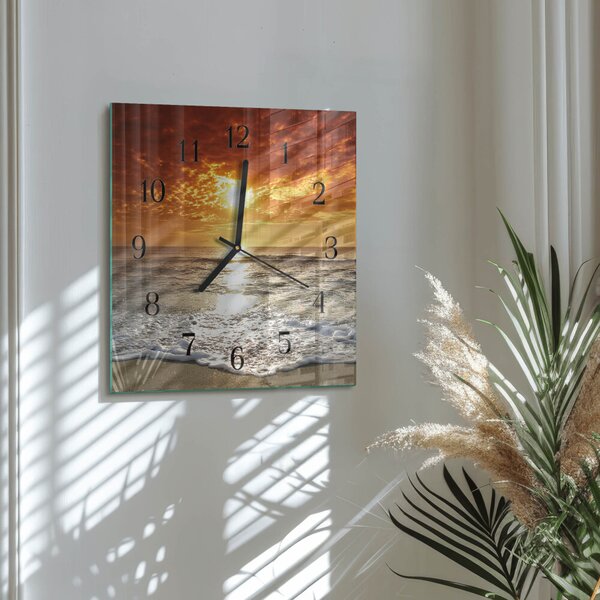 Skleněné hodiny na stěnu Pláž Moře zskc-30x30-00057359