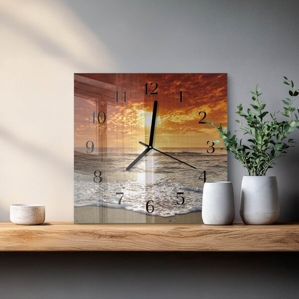 Skleněné hodiny na stěnu Pláž Moře zskc-30x30-00057359