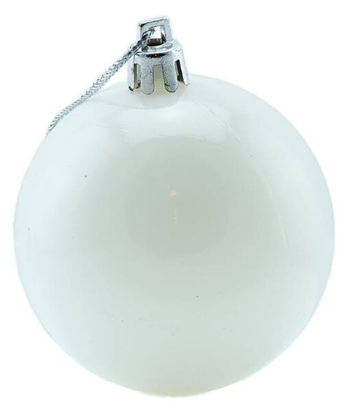 DECOLED Sada vánočních ozdob bílé 6 cm plastové koule, 12× lesklá, 12× matná, balení 24 ks