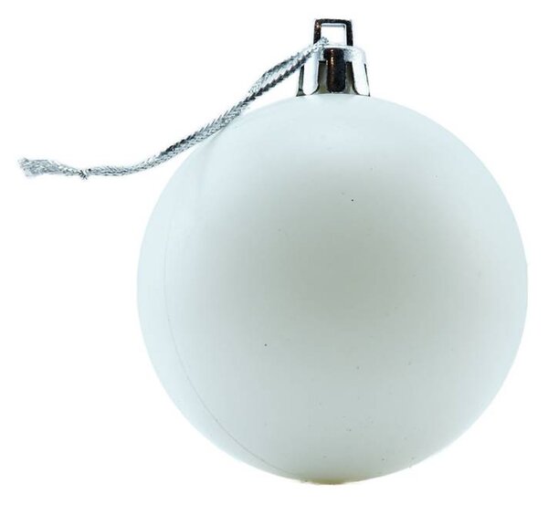 DECOLED Sada vánočních ozdob bílé 6 cm plastové koule, 12× lesklá, 12× matná, balení 24 ks