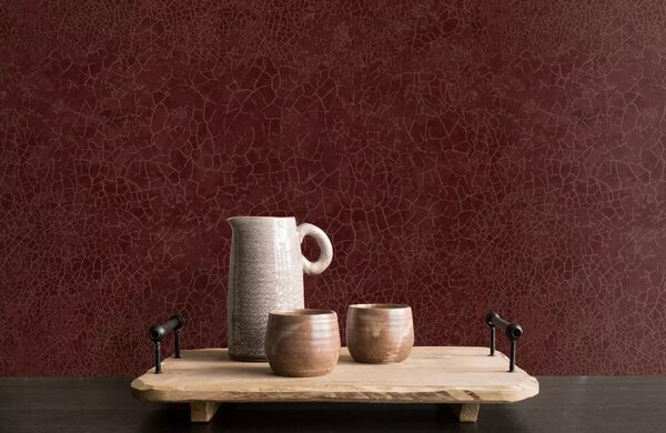Luxusní vínovo-zlatá vliesová tapeta štuková omítka M31914, Magnifica Murella, Zambaiti Parati