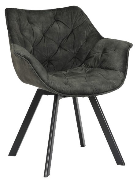 Designová otočná židle Kiara tmavě zelený samet