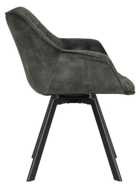 Designová otočná židle Kiara tmavě zelený samet