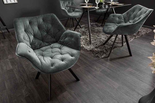 Designová otočná židle Kiara tmavě zelený samet