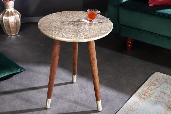 Designový odkládací stolek Hadelinde 50 cm antik stříbrný