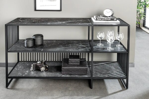 Designový regál Haines 120 cm vzor antracitový mramor