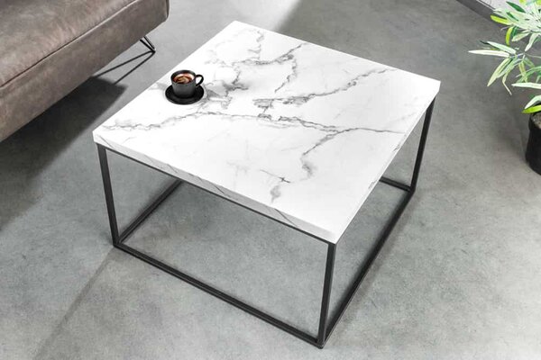 Designový konferenční stolek Haines 45 cm vzor bílý mramor
