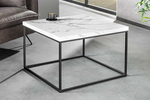 Designový konferenční stolek Haines 45 cm vzor bílý mramor