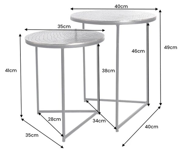 Sada odkládacích stolků Khalil 40 cm antik stříbrná