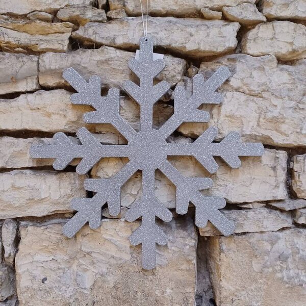 DECOLED Vánoční ozdoba vločka IV, pr. 40 cm, stříbrná, překližka, venkovní