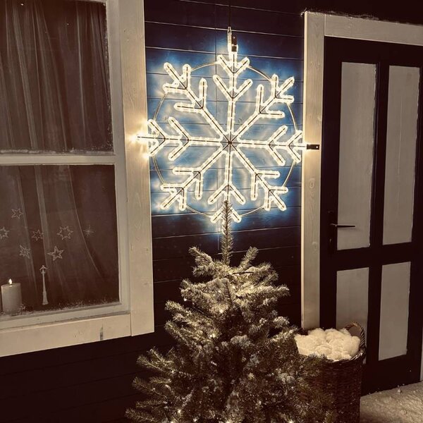 DECOLED Easy Fix 2D LED světelná vločka II., Ø 104 cm, teple bílá, závěsný, hliník
