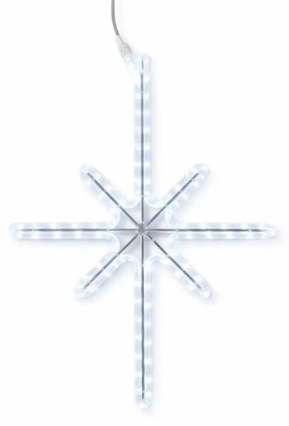 DECOLED Easy Fix 2D LED světelná hvězda Polaris I., 49 × 55 cm, ledově bílá, závěsná, hliník