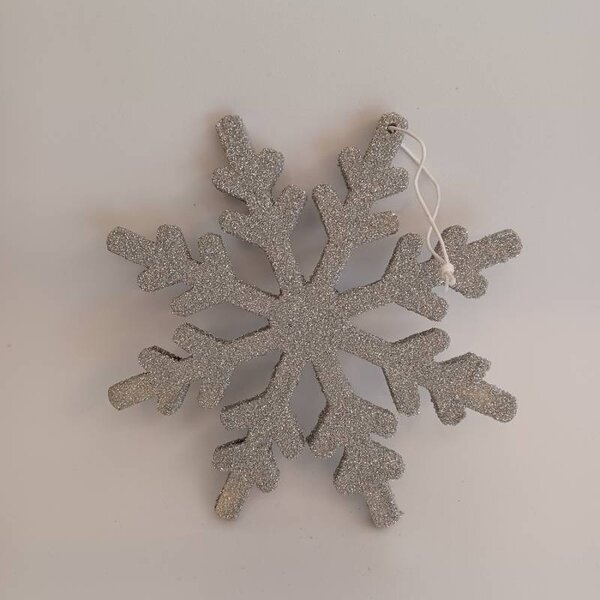 DECOLED Vánoční ozdoba vločka IV, pr. 15 cm, stříbrná, překližka, venkovní