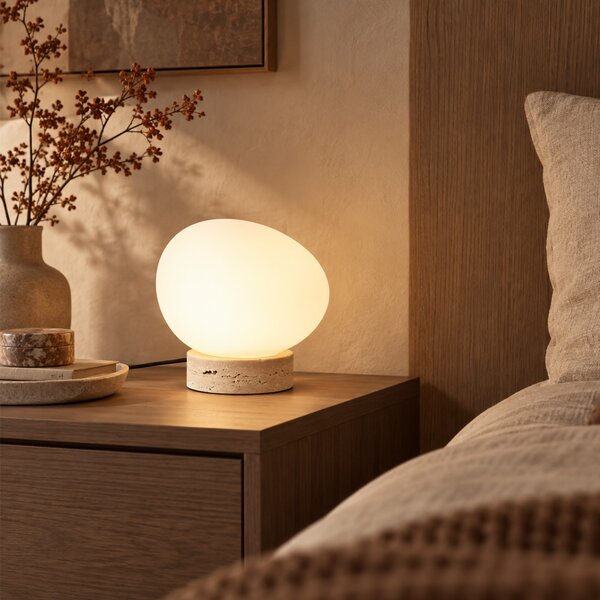 Japandi stolní lampa béžová s opálovým sklem - Sally