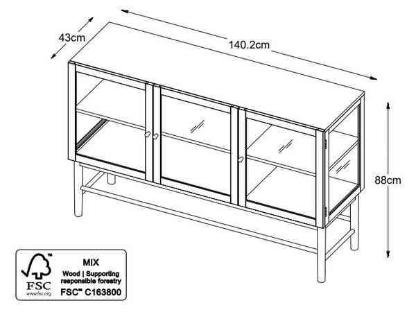 Designová komoda Dallan 140 cm přírodní dub