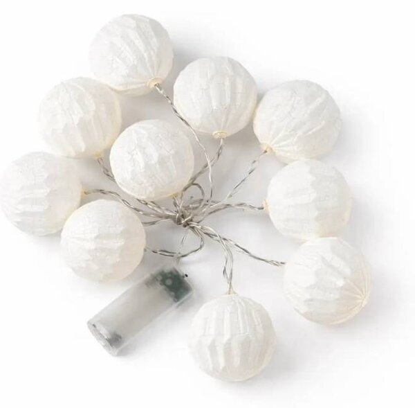 DECOLED LED světýlka na baterie, lampiony, 1,8 m, teple bílá, 10 diod, čirý kabel, IP20 interiér, 2 × AA