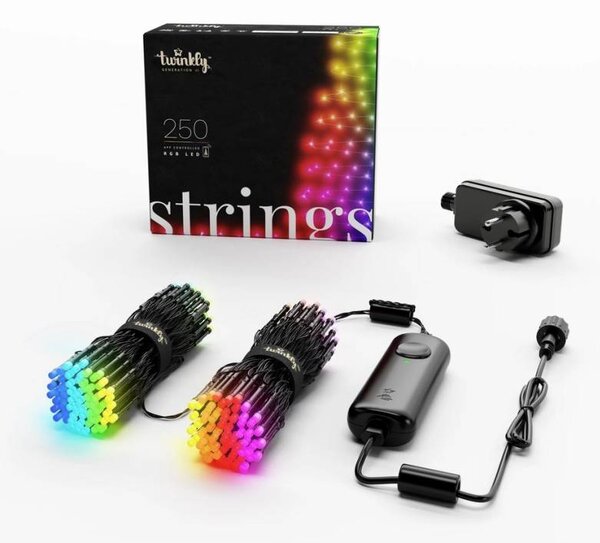 LEDWORKS Barevná světýlka venkovní Twinkly strings LED světelný řetěz RGB, 20 m, 250 diod, IP44
