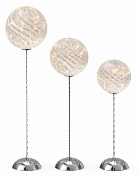 SIRIUS LED svítící koule Trio Mega, výška 41/47/58 cm, čiré sklo, na baterie AA, interiér, balení 3 ks