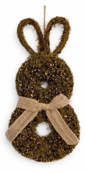 DECOLED Velikonoční dekorace zajíc k zavěšení, 40 cm, proutí, IP44 venkovní