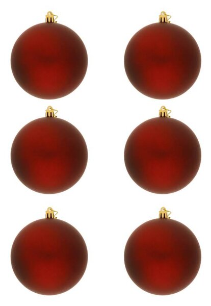 DECOLED Sada vánočních ozdob vínová matná 10 cm plastová koule, balení 6 ks