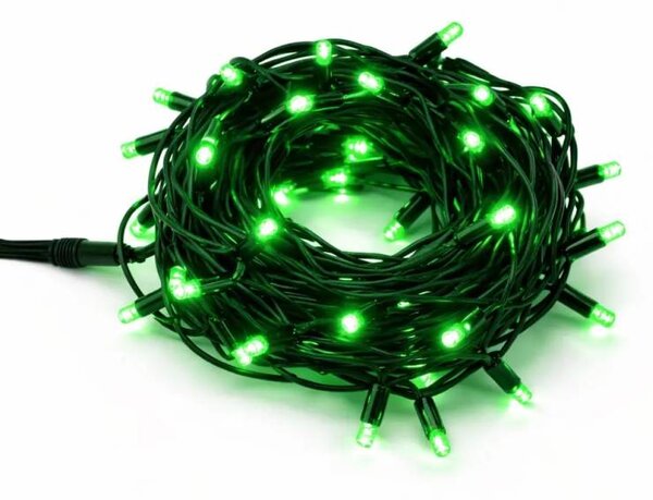 DECOLED Easy Fix LED světelný řetěz, 5 m, venkovní, zelený, 50 diod, černý kabel, IP67