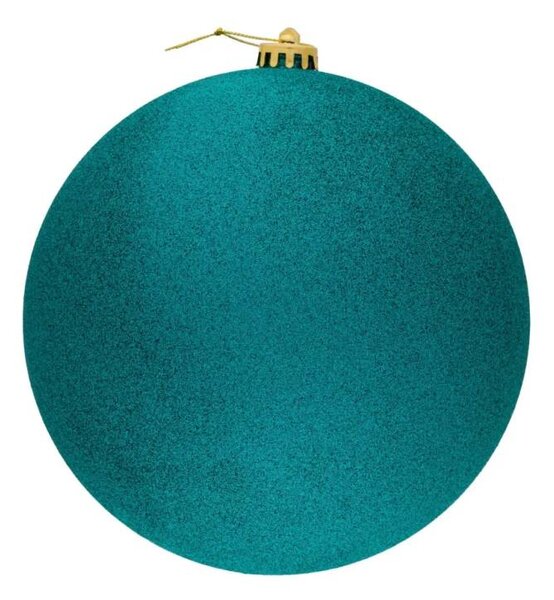 DECOLED Velká vánoční ozdoba 30 cm plastová koule paví zelená glitter