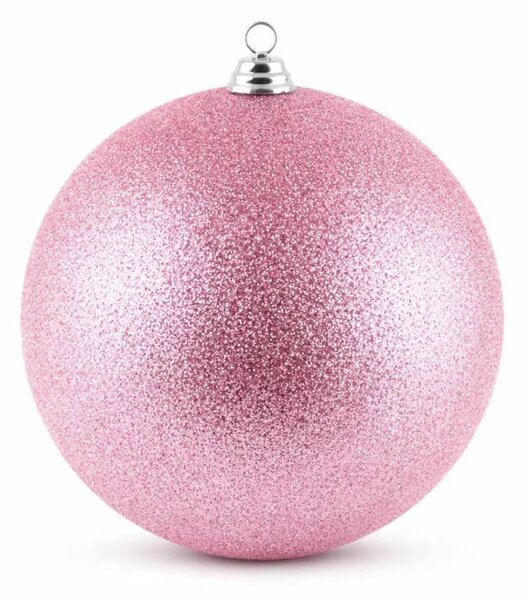 DECOLED Velká vánoční ozdoba růžová glitter 30 cm plastová koule