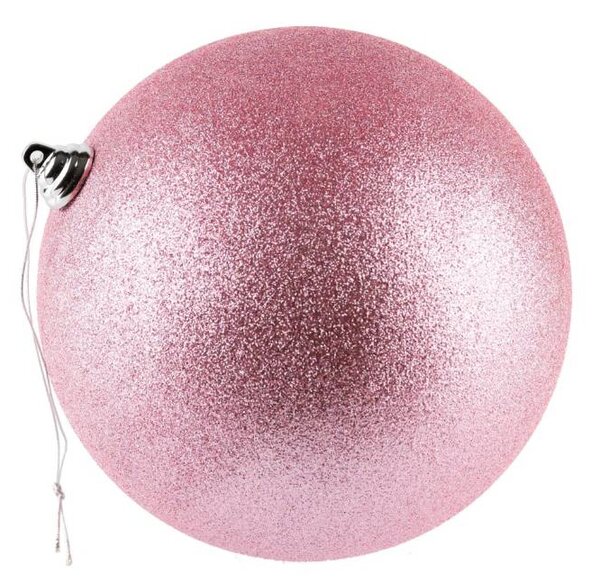 DECOLED Velká vánoční ozdoba růžová glitter 30 cm plastová koule