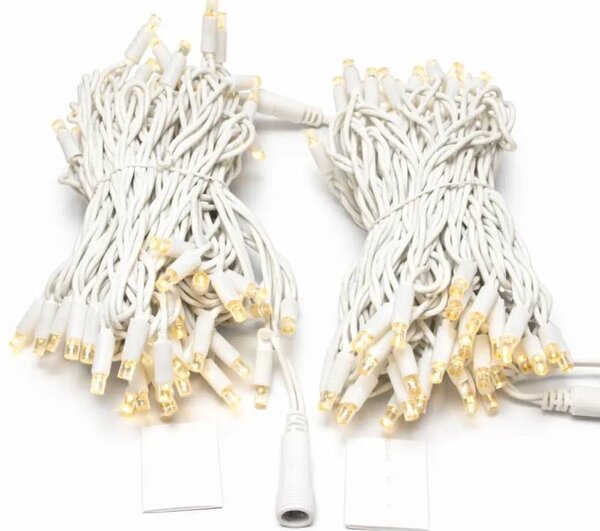 DECOLED Easy Fix LED světelný řetěz, 20 m, venkovní, teple bílá, 120 diod, bílý kabel, IP67