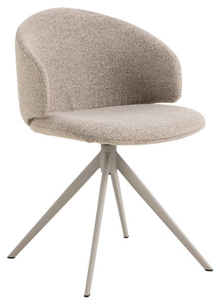 MAZZONI EXPORT NELA Béžová Latte (tkanina Monza 60)/béžové nohy - ČALOUNĚNÁ OTOČNÁ ŽIDLE BOUCLÉ DO OBÝVACÍHO POKOJE/JÍDELNY/KANCELÁŘE BOHO