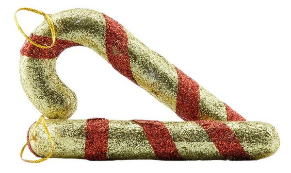 DECOLED Sada vánočních ozdob berlička lízátko, 12 cm, zlatá červená, balení 10 ks