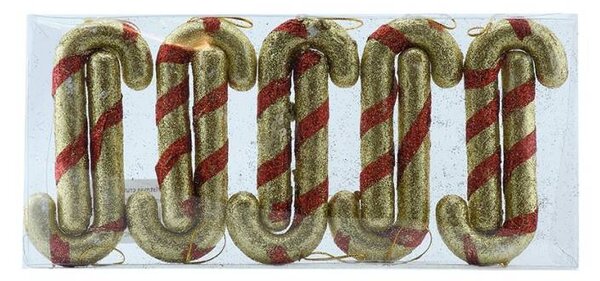 DECOLED Sada vánočních ozdob berlička lízátko, 12 cm, zlatá červená, balení 10 ks