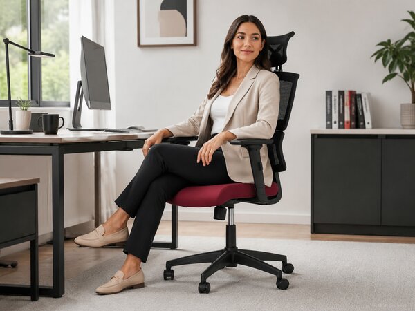 Ergonomická kancelářská židle MERANO - červená síťovina