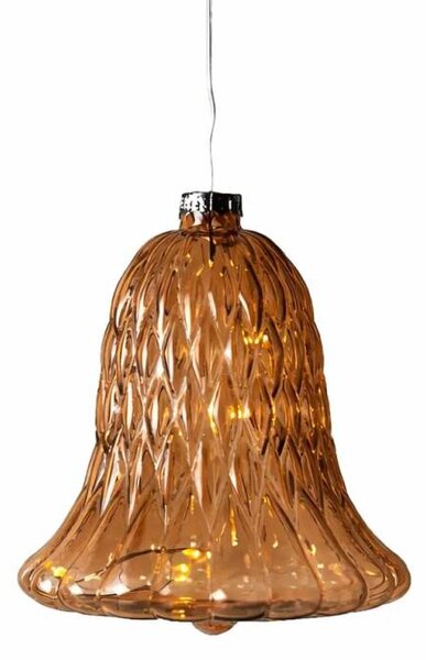 SIRIUS LED skleněný zvonek, hnědý, Ø 9 × 10 cm, 5 diod, IP20 interiér, 1× AAA